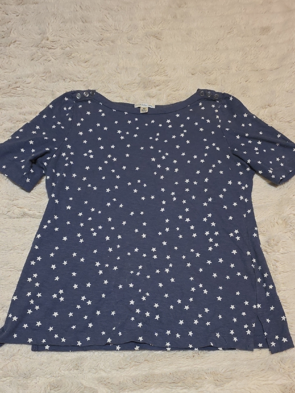 croft & barrow Navy Star Button-Shoulder Short Sleeve Tee